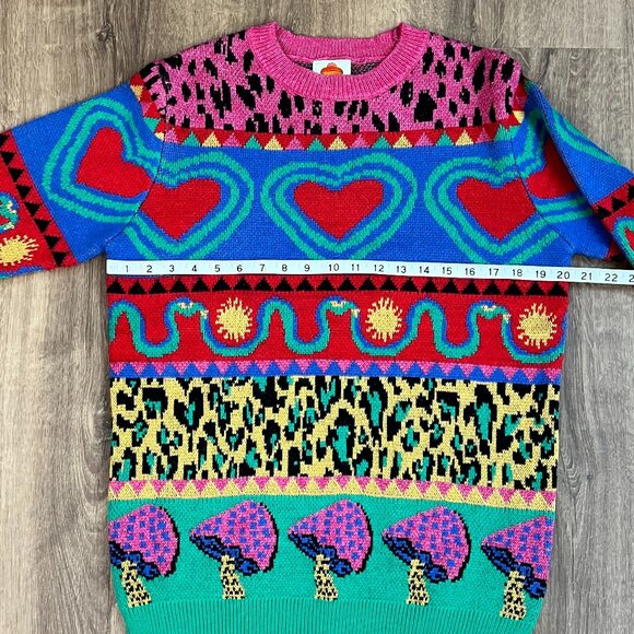 Farm Rio Graphic Elements Ainika Sweater Colorful Print Wool Blend XS - Picture 8 of 10